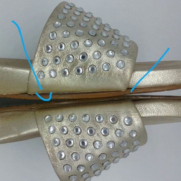 Pelle Moda Gold Leather Rhinestone Slides - Picture 11 of 12